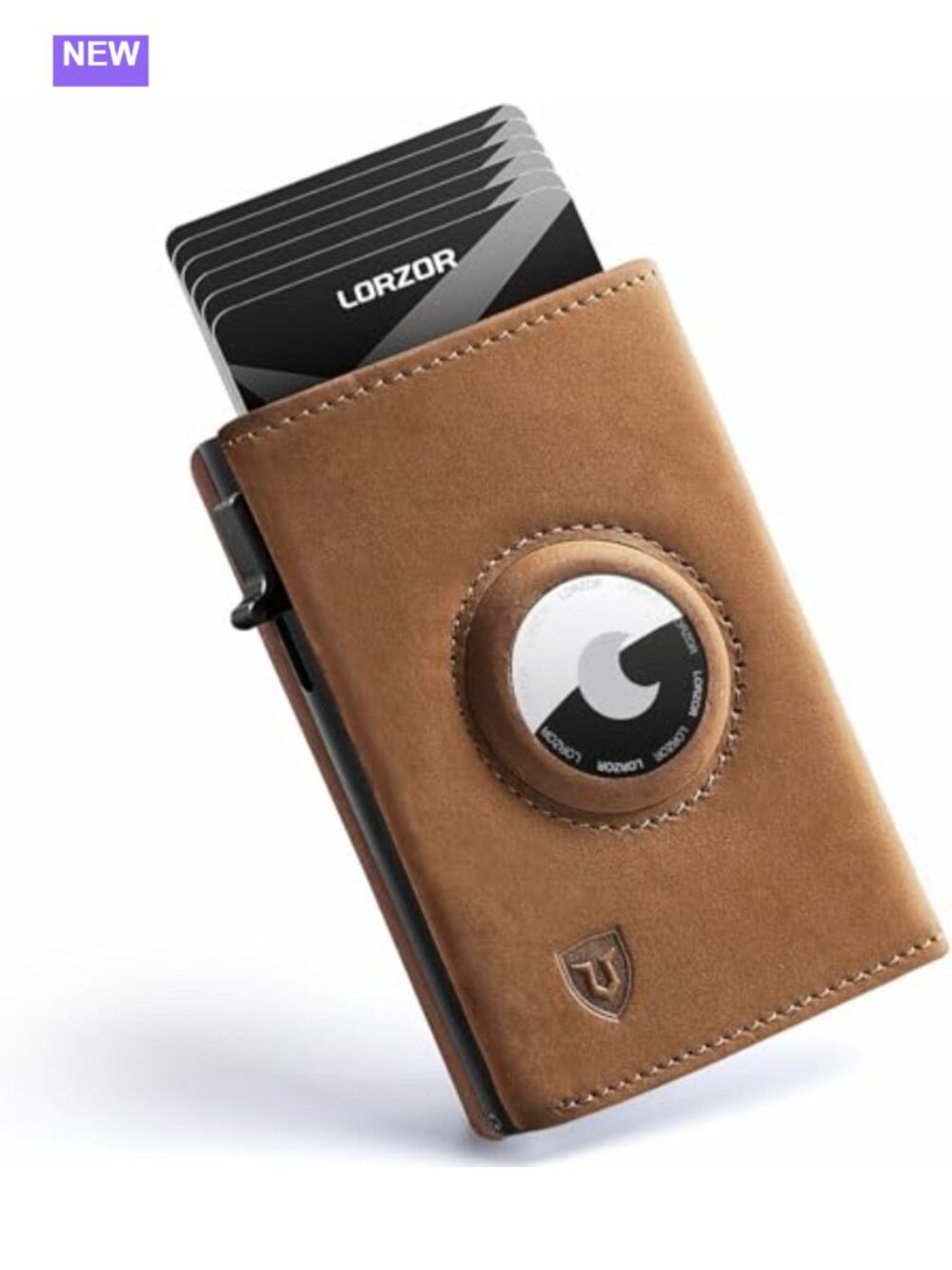 Full Grain Leather AirTag Wallet Mens Minimalist RFID Blocking Slim